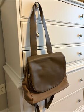 Brown Two-Tone Leather Backpack